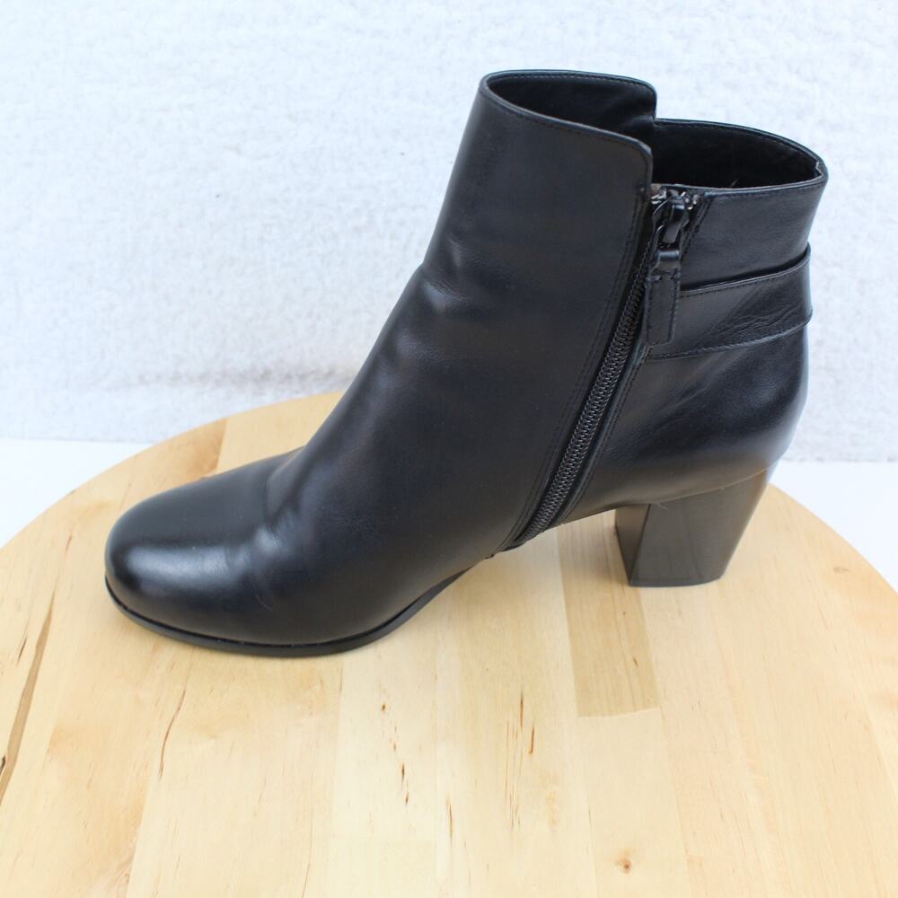 Cole Haan Boots Womens 8 Black Leather Grand OS Zipper Harness Ankle Bootie - Picture 8 of 11